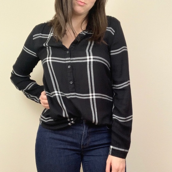 Lucky Brand Tops - Lucky Brand Black Plaid Flannel Button Down Shirt